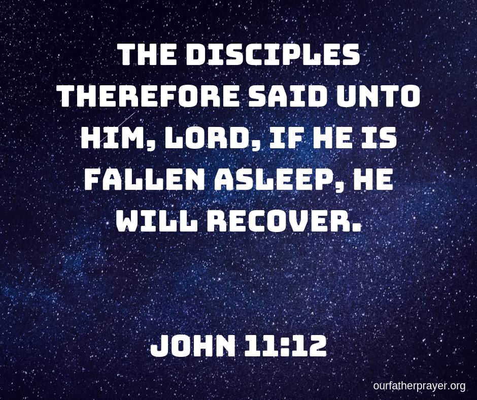 John 11:12 The disciples therefore said unto him, Lord, if he is fallen asleep, he will recover.