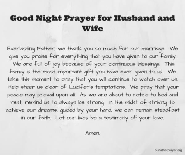 Good Night Prayer for Husband and Wife ⋆ Our Father Prayer - Christians