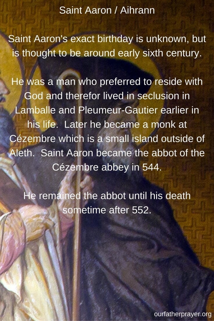 Saint Aaron of Aleth Biography ⋆ Our Father Prayer - Christians United in  Faith