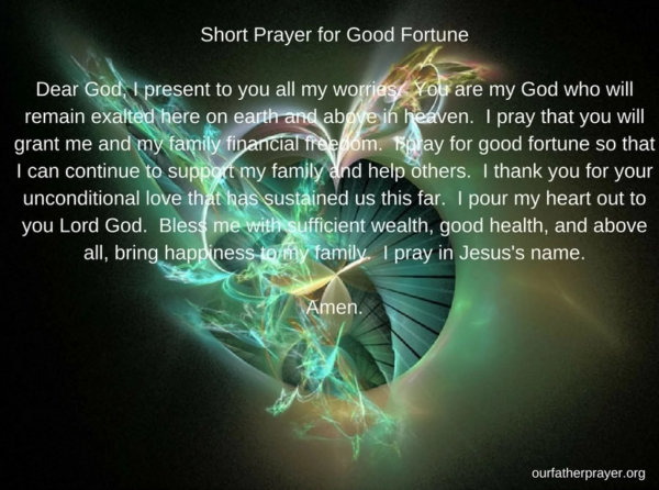 Short Prayer for Good Fortune ⋆ Our Father Prayer - Christians United